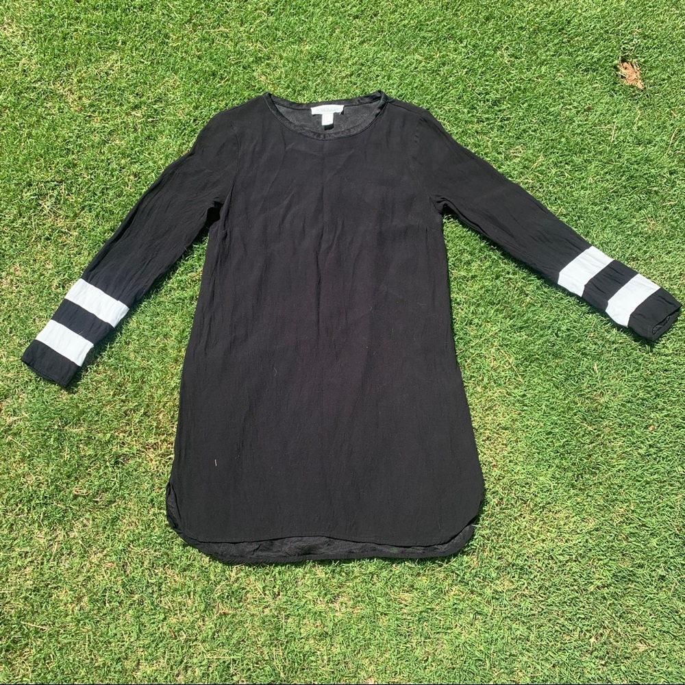 Black long sleeved striped dress